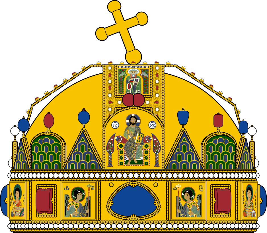 The Holy Crown placed above the shield
