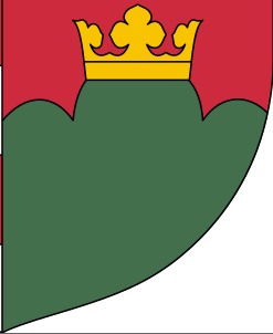 The triple mound on the right half of the shield, crowned at its summit